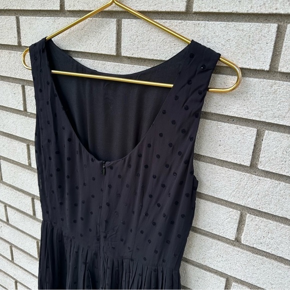 Emily & Fin Abigail Black Velvet Polka Dot Fit & Flare Dress Size S Pockets - Picture 5 of 15